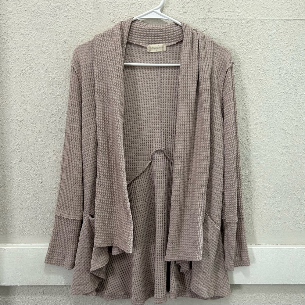 Altar'd State Waffle Knit Waterfall Cardigan in Rose Taupe Small